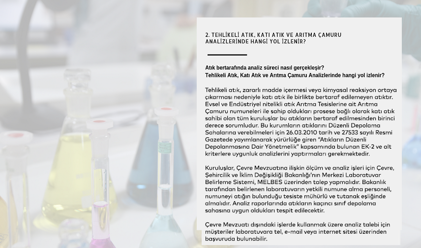 tehlikeli atık arıtma çamuru analizlerinde hangi yol izlenir
